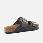 Sandalia plana marco de cuero para hombre - Café