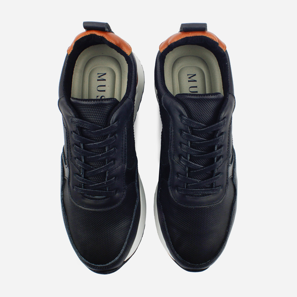 Tenis Sneakers sarita de cuero para hombre - Negro