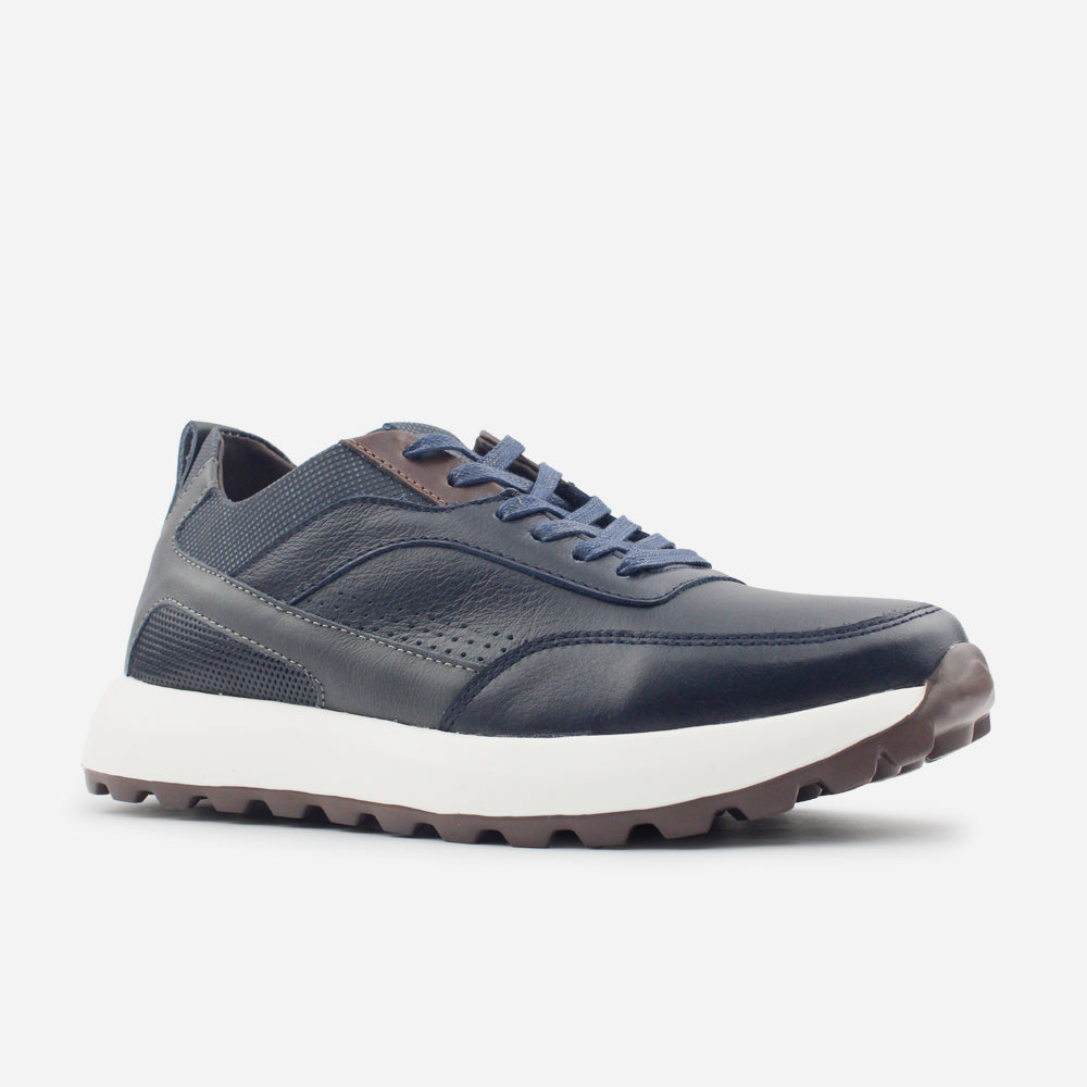 Tenis Sneakers alan de cuero para hombre - Azul