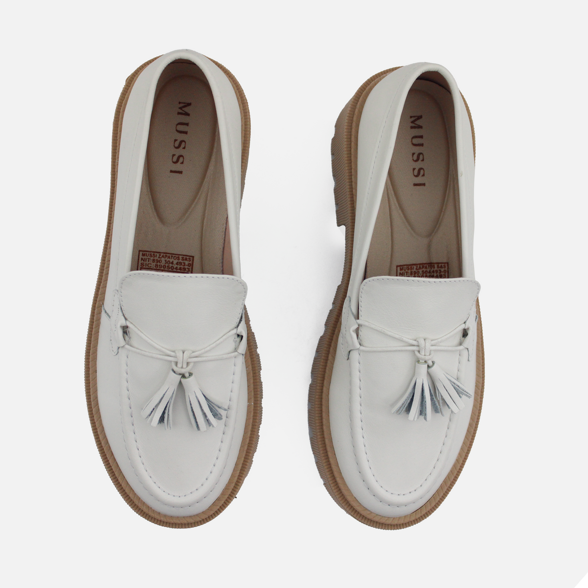 Mocasin tractorado olga de cuero para mujer - Hueso