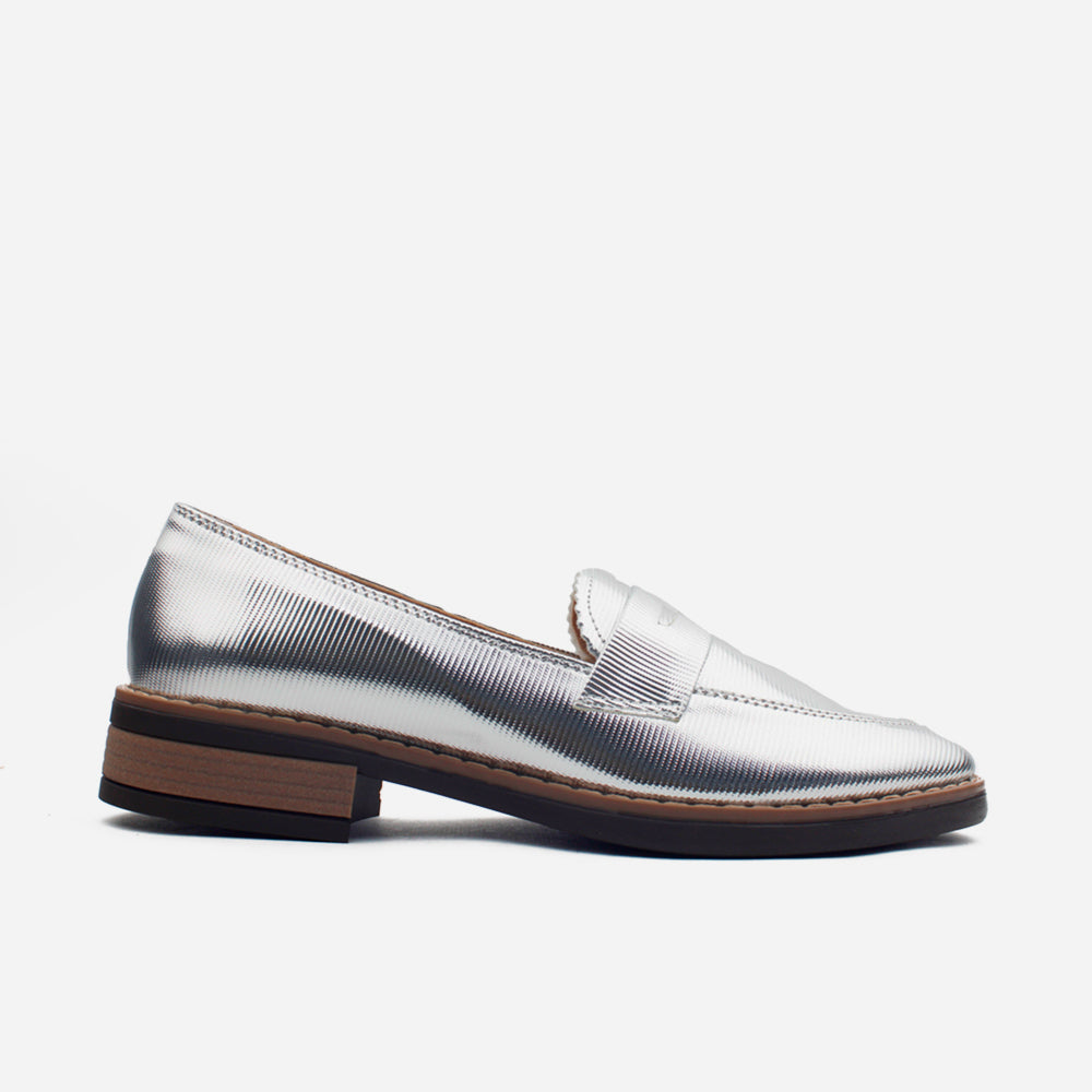 Mocasin plano vania de sintético para mujer - Plata