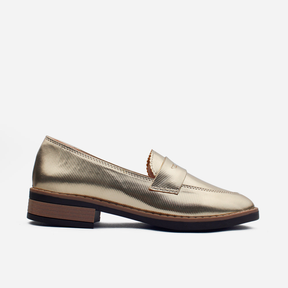 Mocasin plano vania de sintético para mujer - Oro