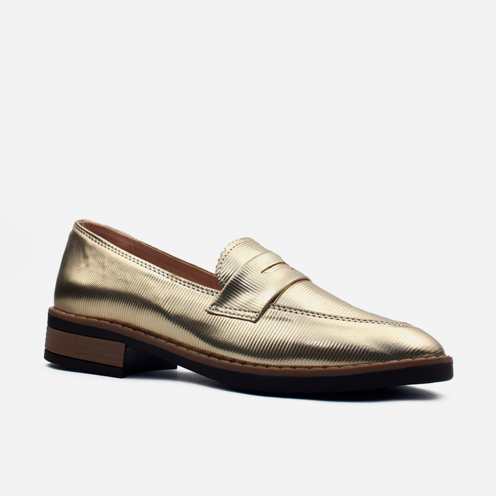 Mocasin plano vania de sintético para mujer - Oro