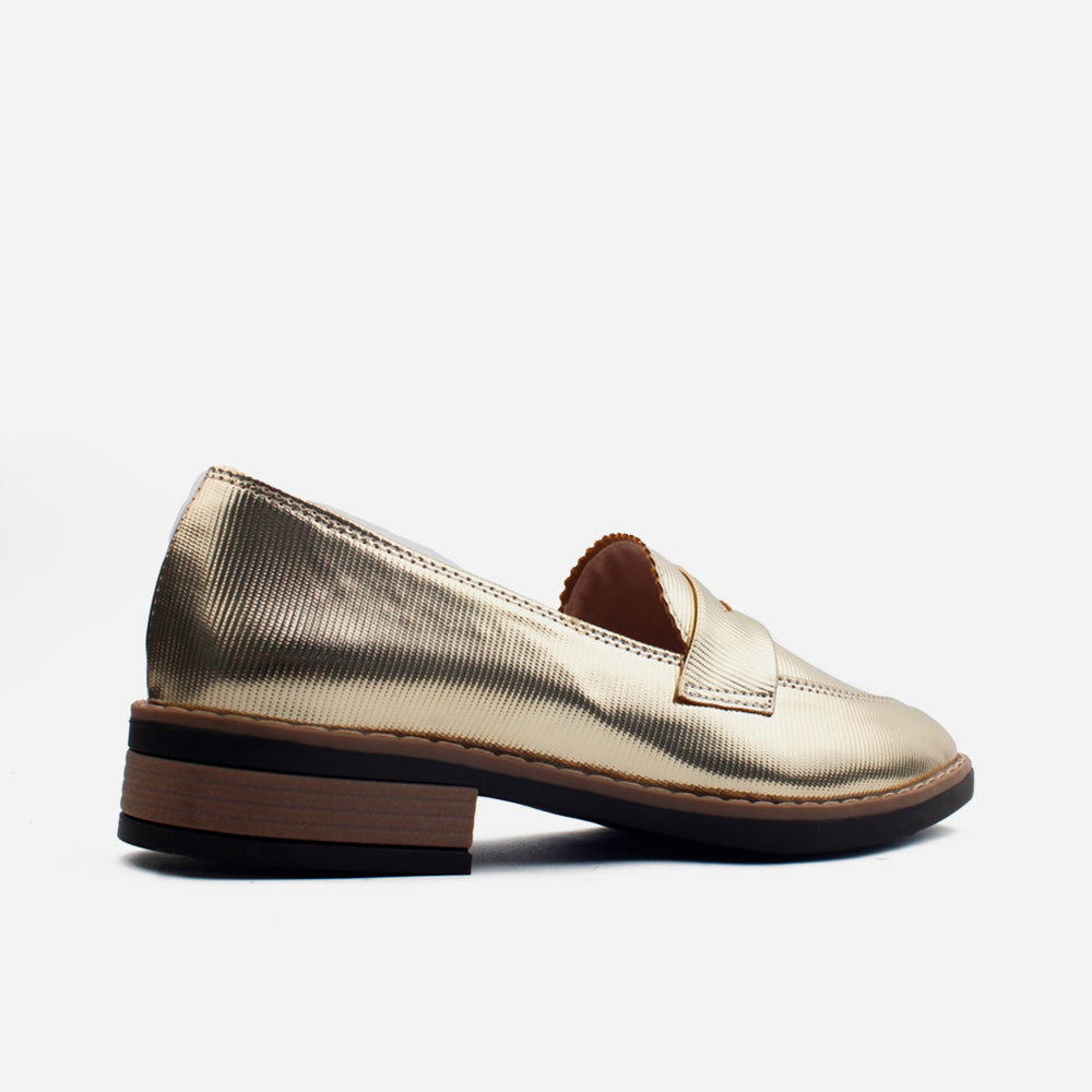 Mocasin plano vania de sintético para mujer - Oro