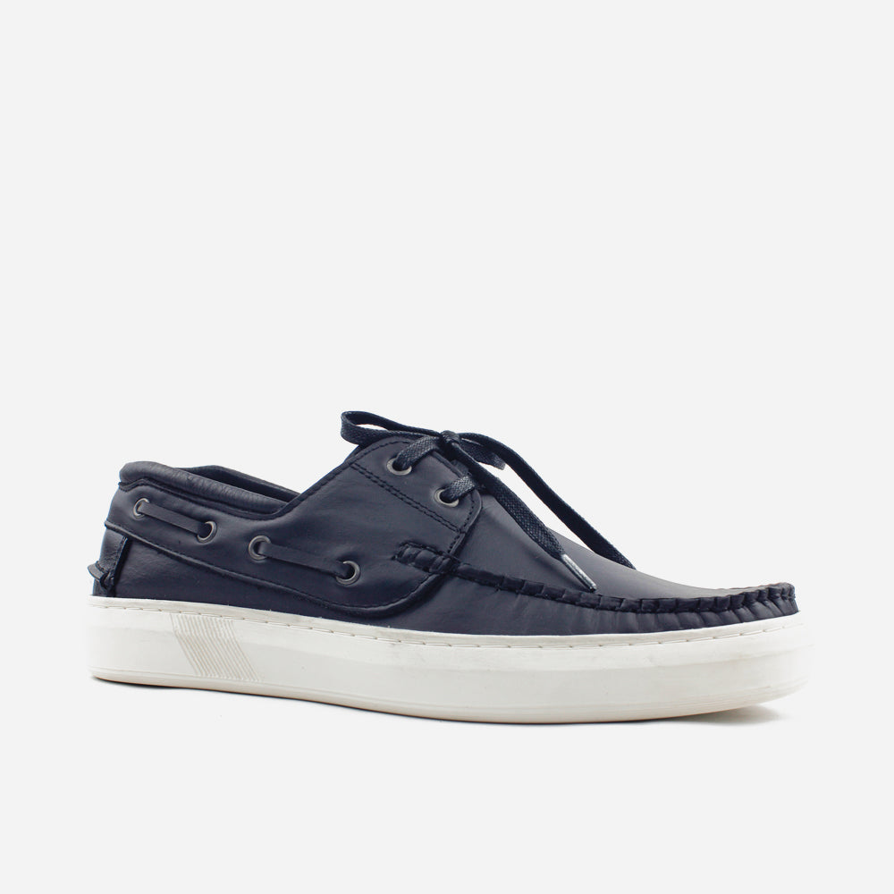Mocasin plano ciel de cuero para hombre - Negro