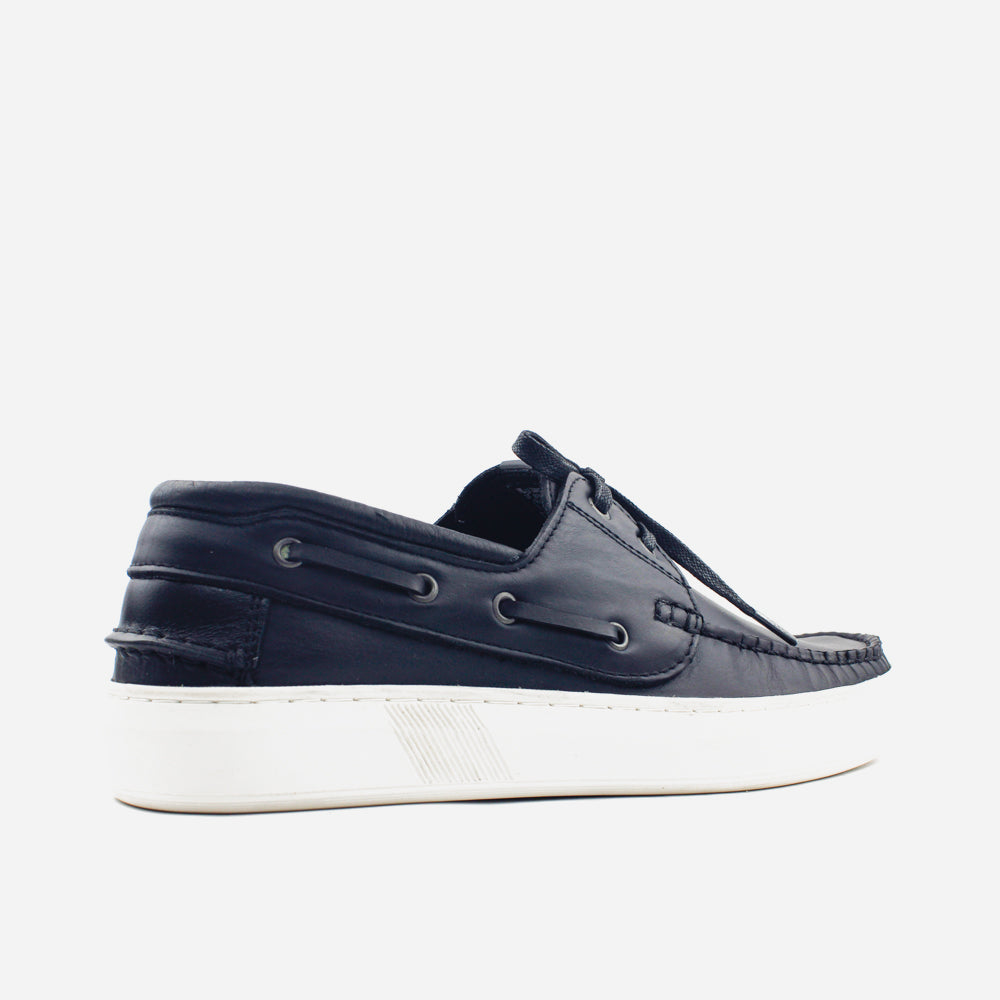 Mocasin plano ciel de cuero para hombre - Negro