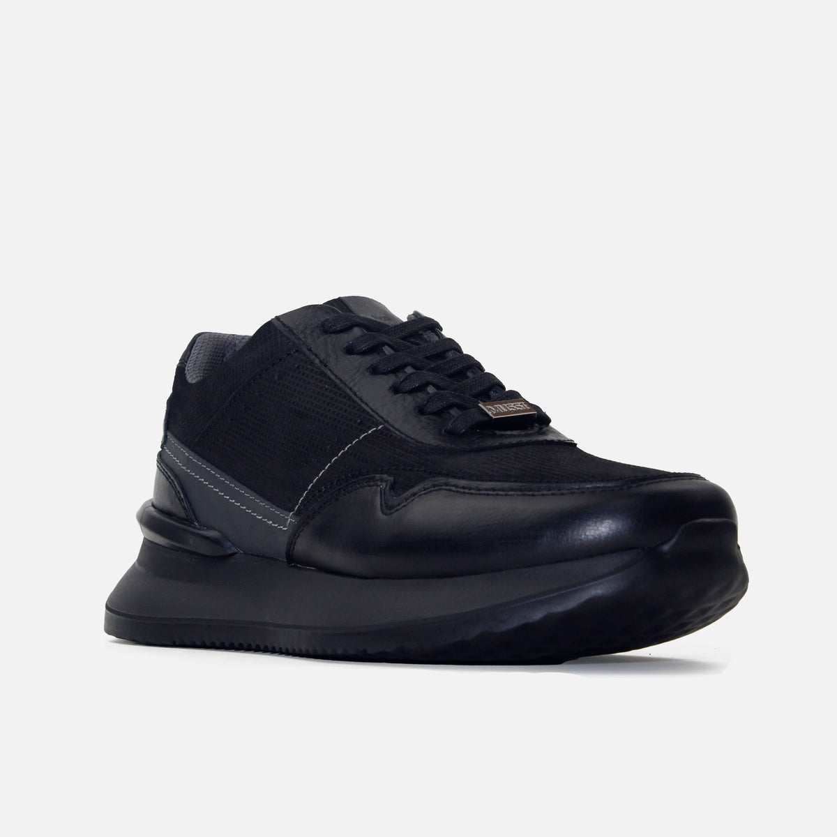 Tenis mateo de cuero para hombre - Negro