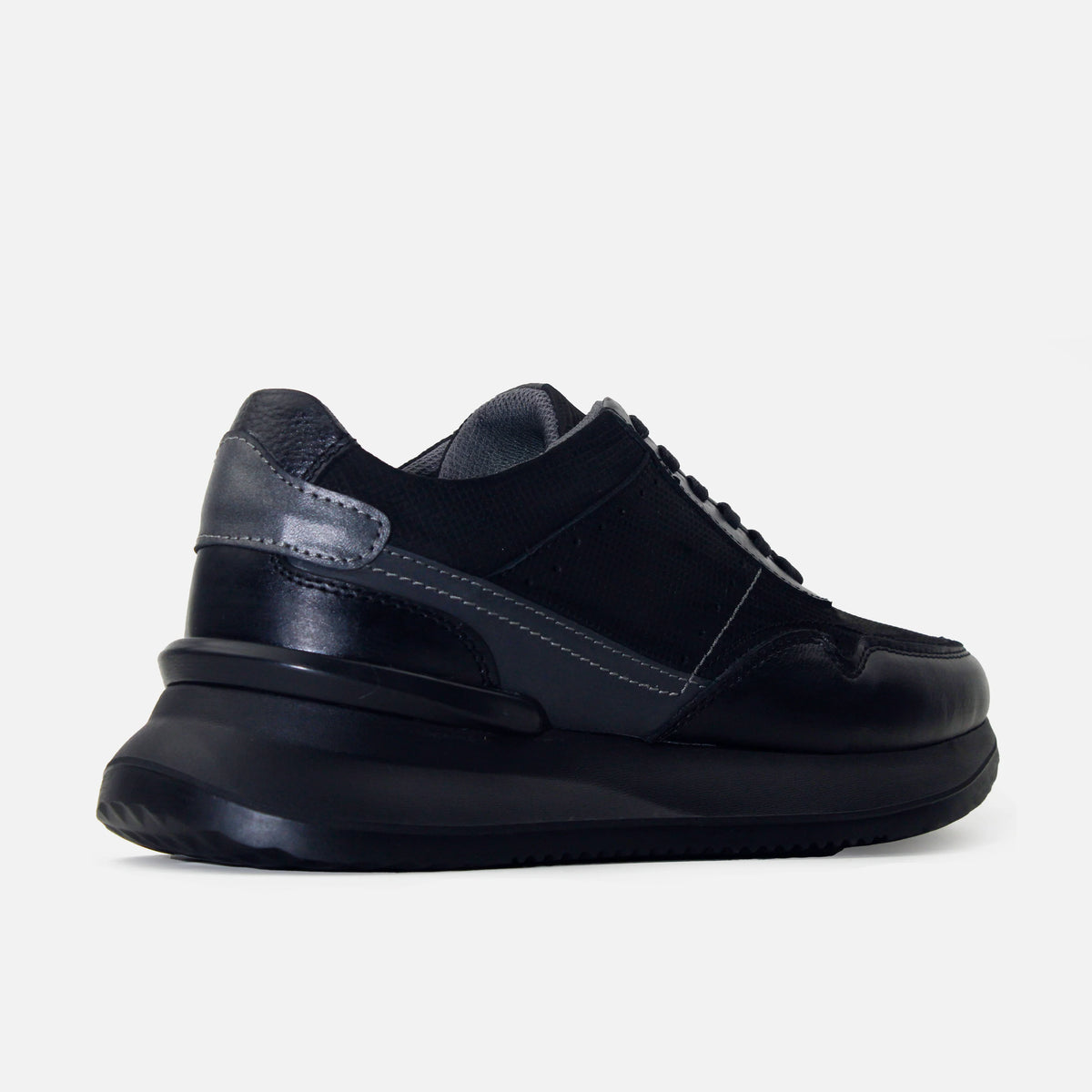 Tenis mateo de cuero para hombre - Negro