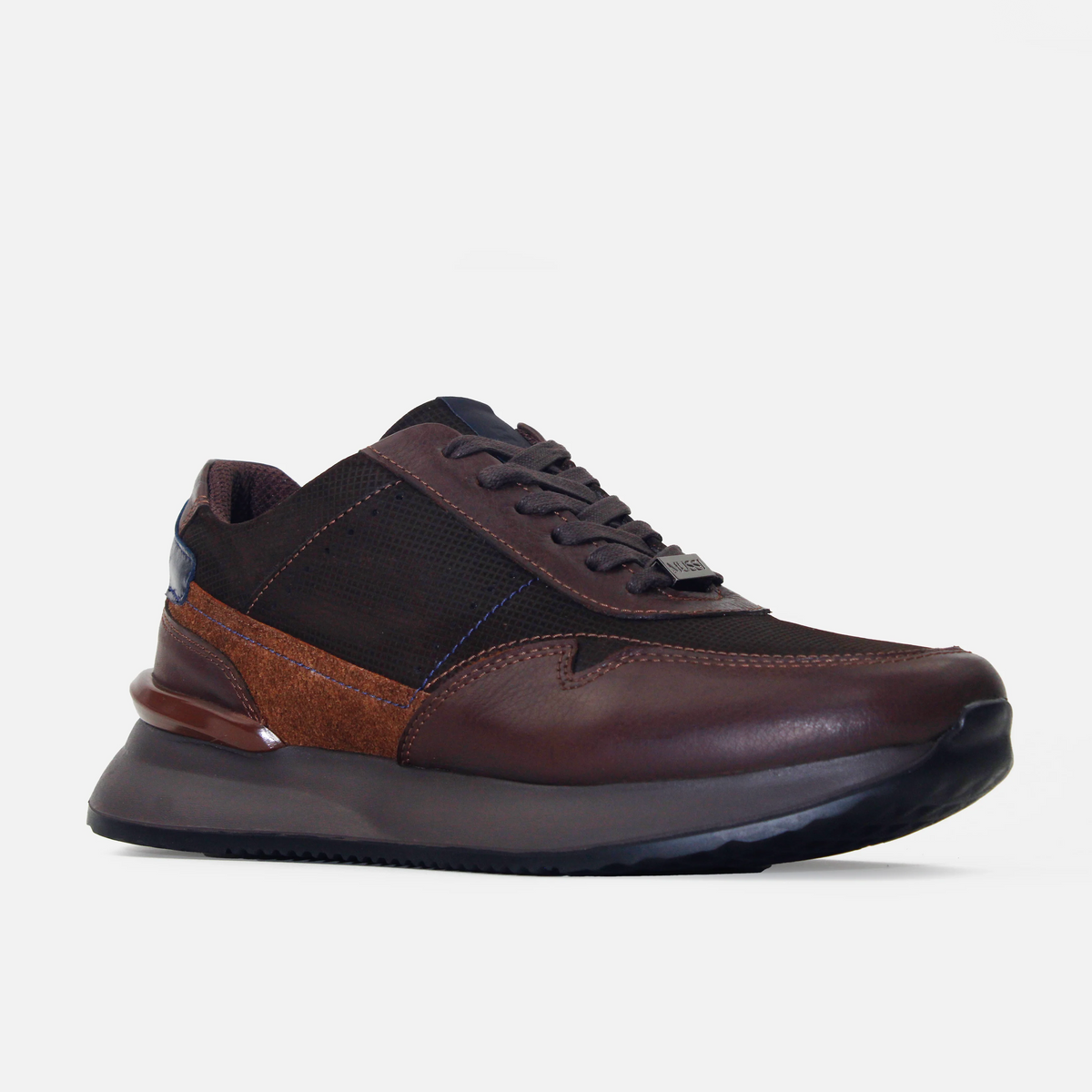 Tenis mateo de cuero para hombre - Café