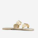 Sandalia plana sixtina de cuero para mujer - Oro