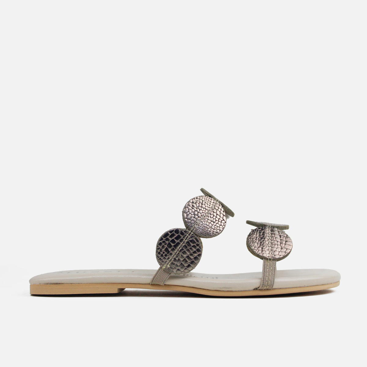 Sandalia plana sixtina de cuero para mujer - Bronce