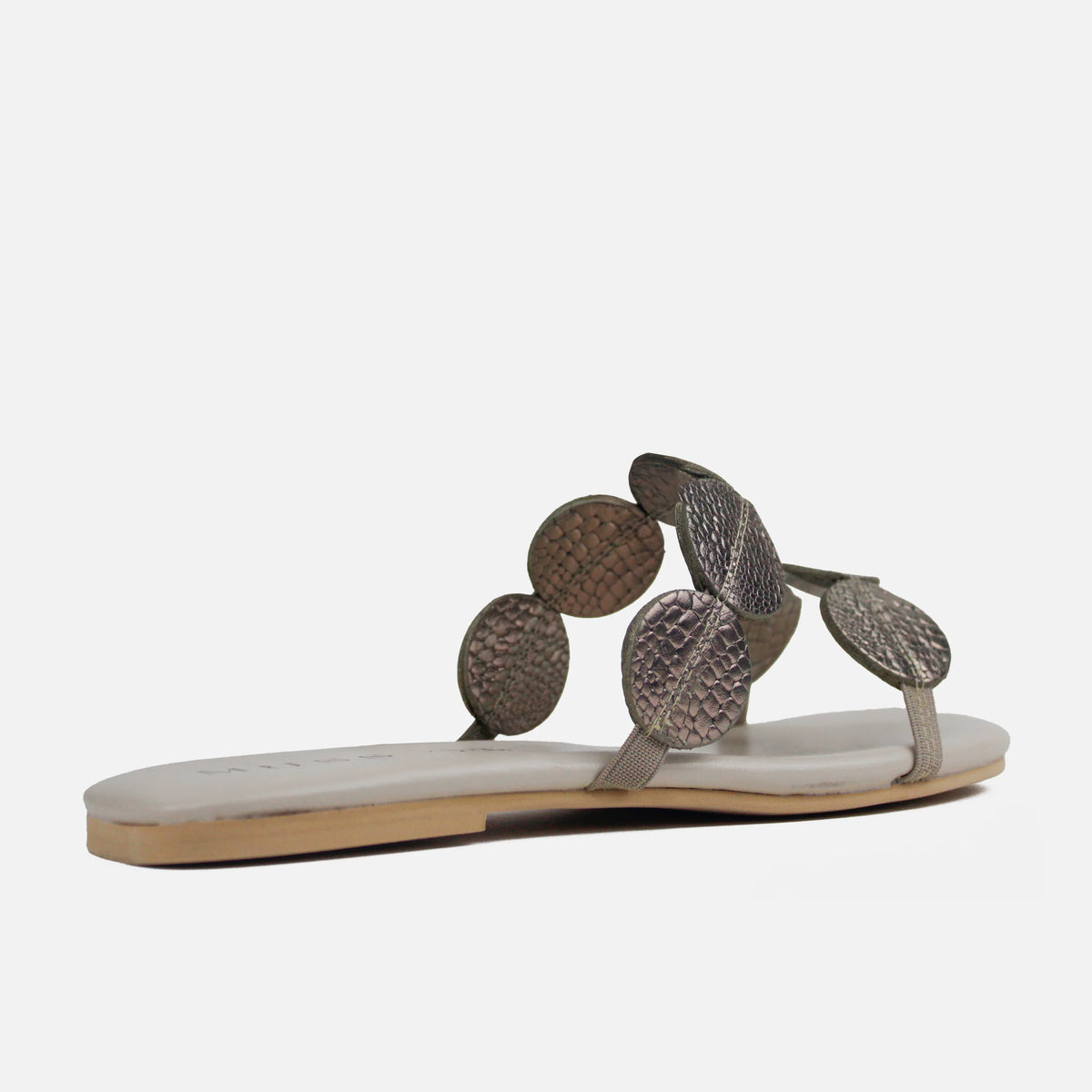 Sandalia plana sixtina de cuero para mujer - Bronce