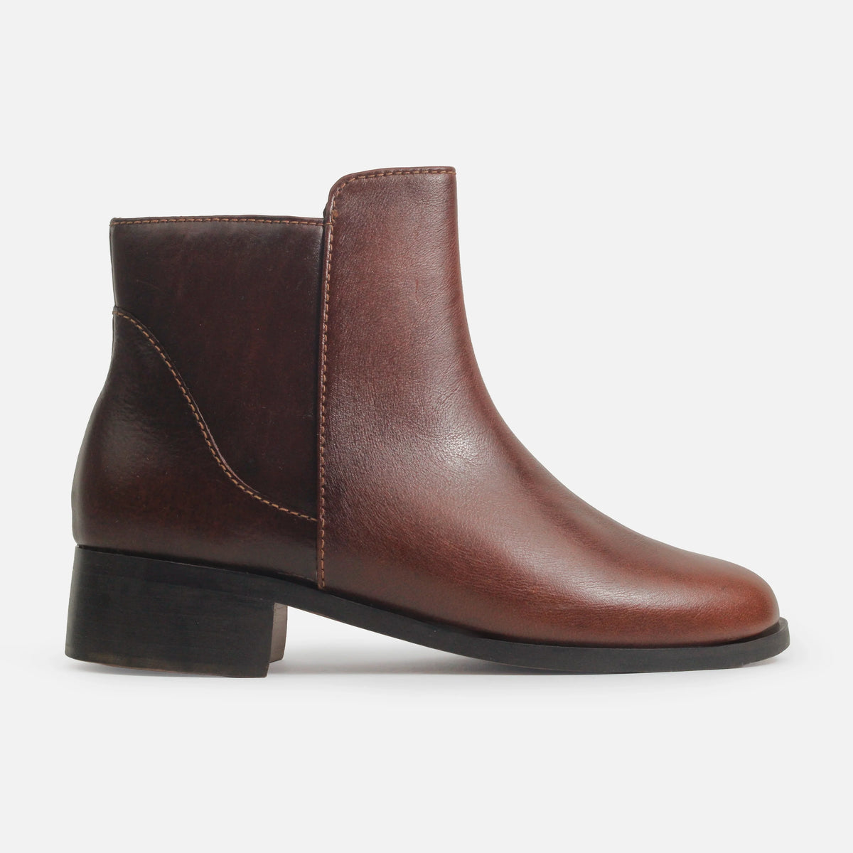 Botin plano glyn de cuero para mujer - Brandy