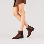 Botin plano glyn de cuero para mujer - Brandy