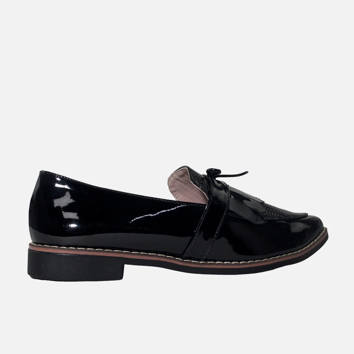 Mocasin plano keyla de sintético para mujer - Negro