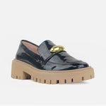 Mocasin tractorado ombra de sintético para mujer - Negro