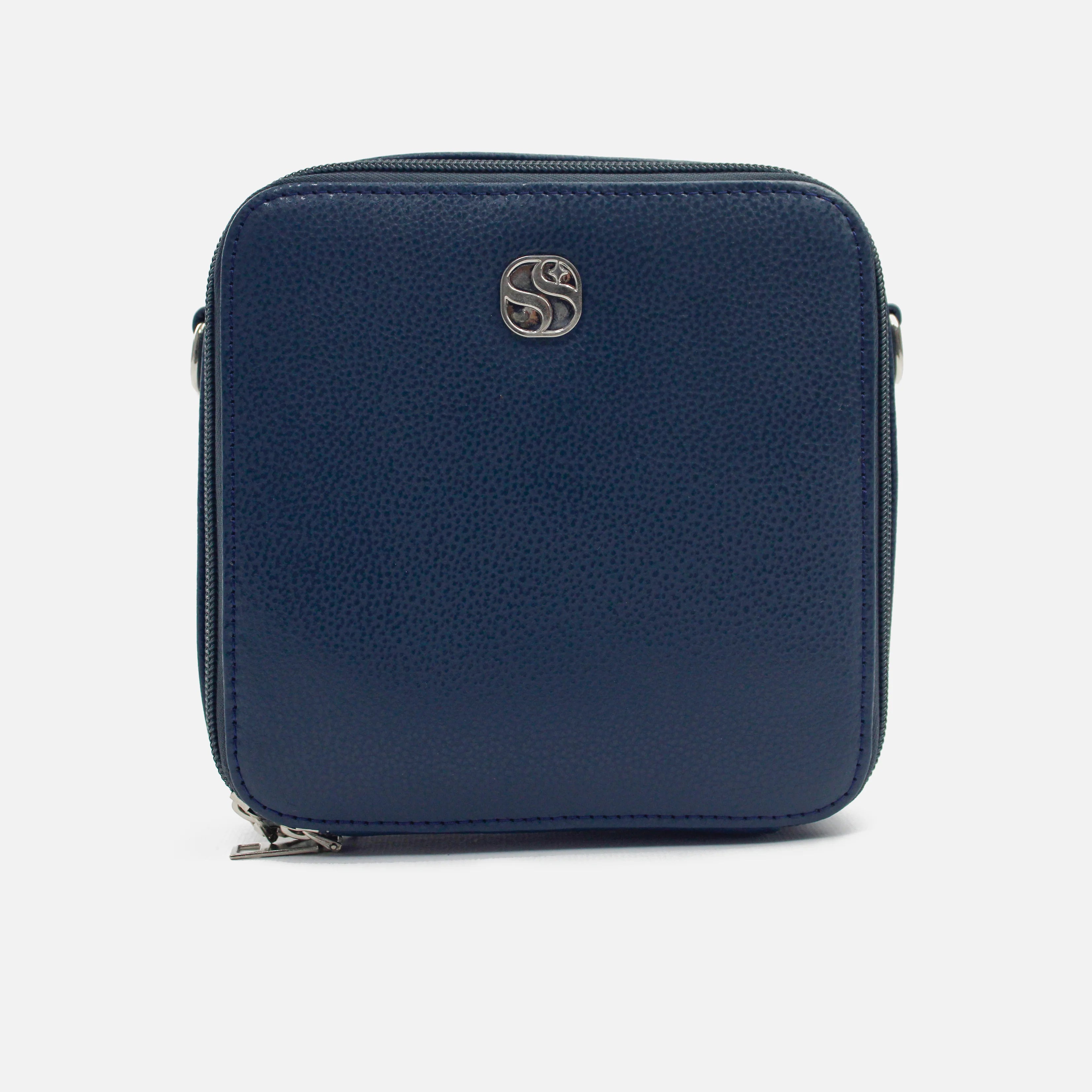 Bolso manos libres lia de cuero para mujer Azul1
