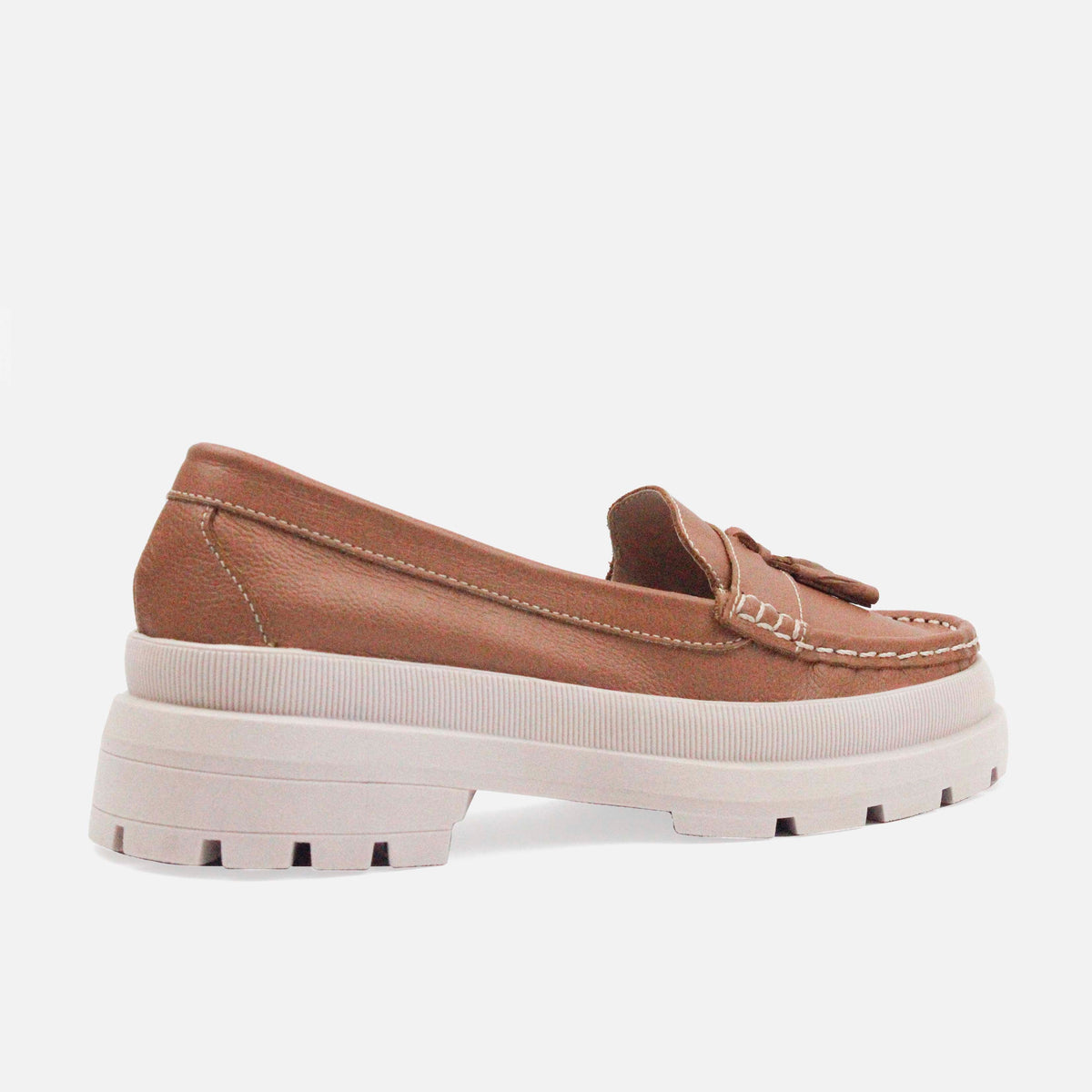 Mocasin tractorado elsa de cuero para mujer - Miel