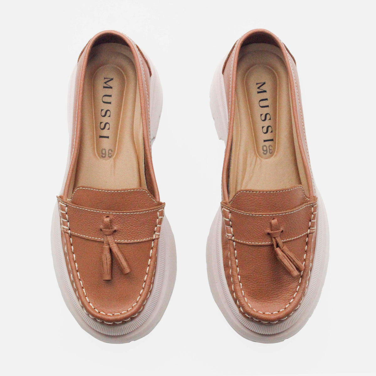 Mocasin tractorado elsa de cuero para mujer - Miel