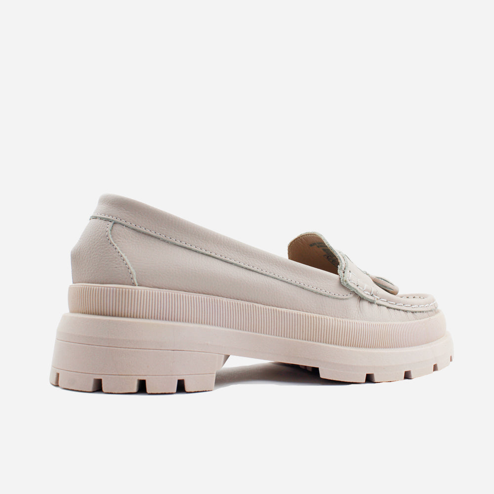 Mocasin tractorado elsa de cuero para mujer - Rosado