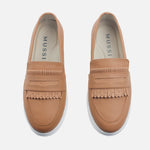 Mocasin plataforma gema de sintético para mujer - Miel