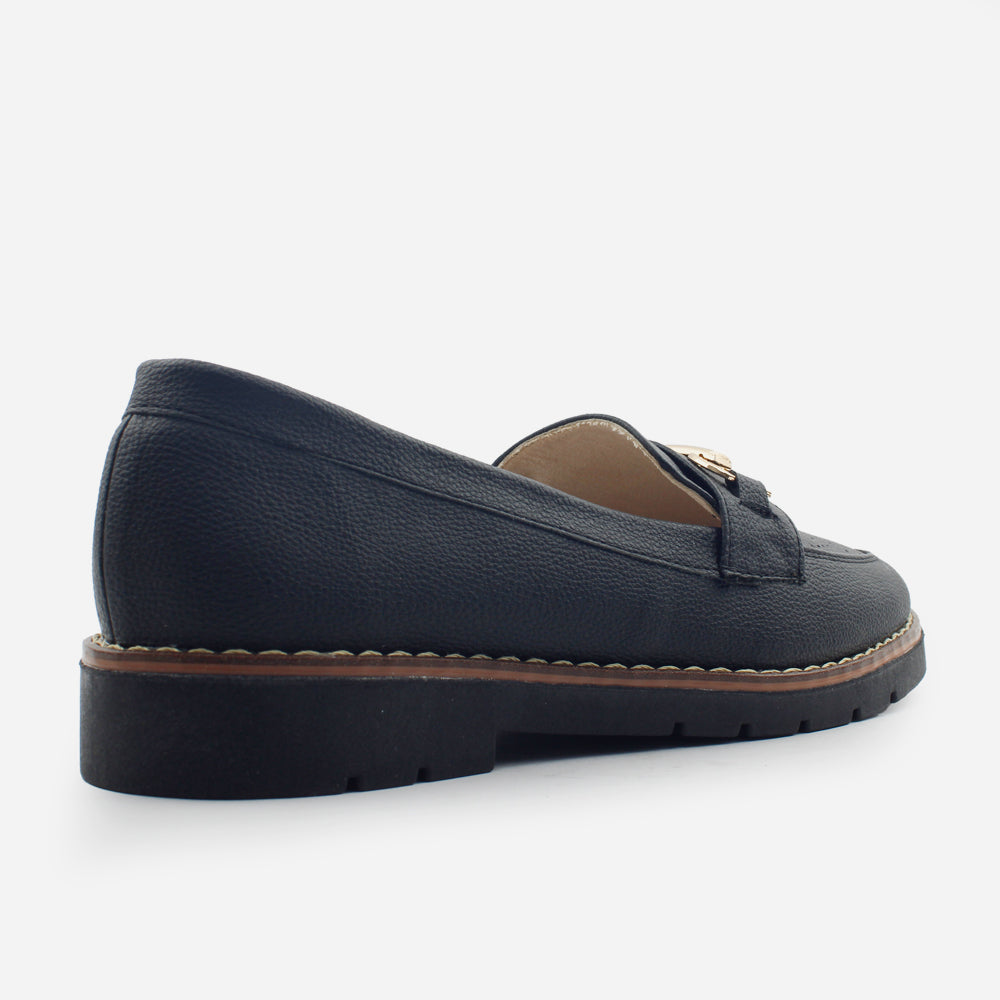Mocasin sleeper amara de cuero para mujer - Negro