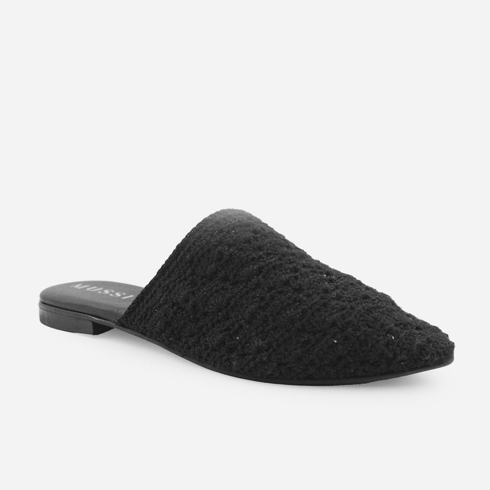 Zueco plano ivy de textil para mujer - Negro