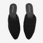 Zueco plano ivy de textil para mujer - Negro