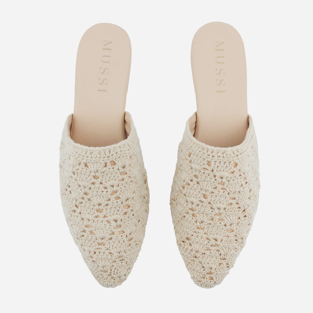 Zueco plano ivy de textil para mujer - Beige