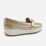Mocasin plataforma vivienne de cuero para mujer - Oro