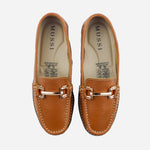 Mocasin plataforma ambarina de cuero para mujer - Miel