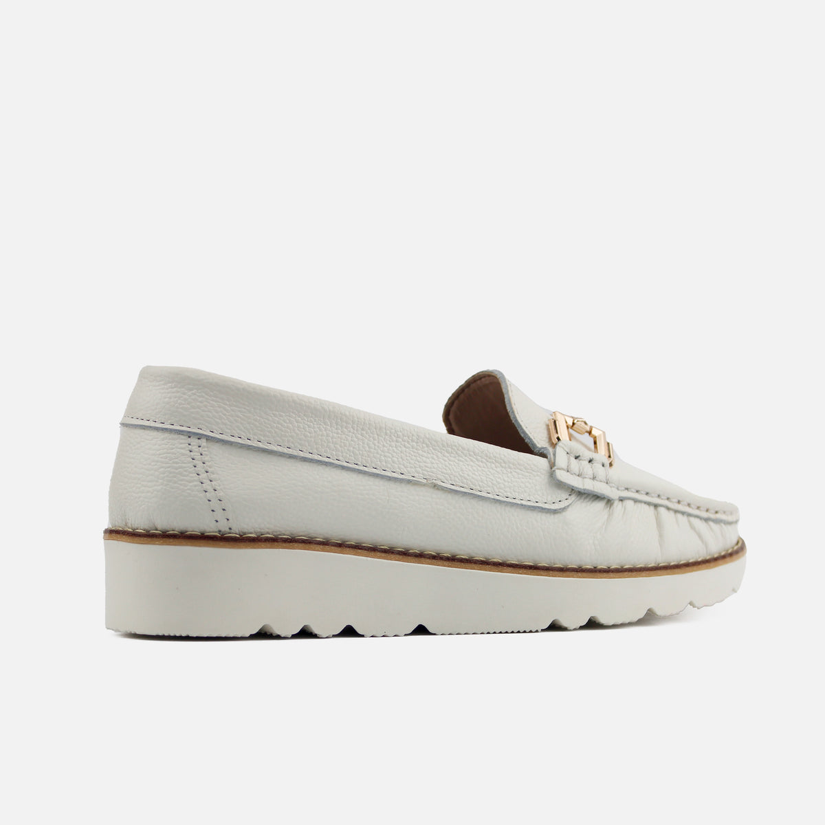 Mocasin plataforma ambarina de sintético para mujer - Hueso