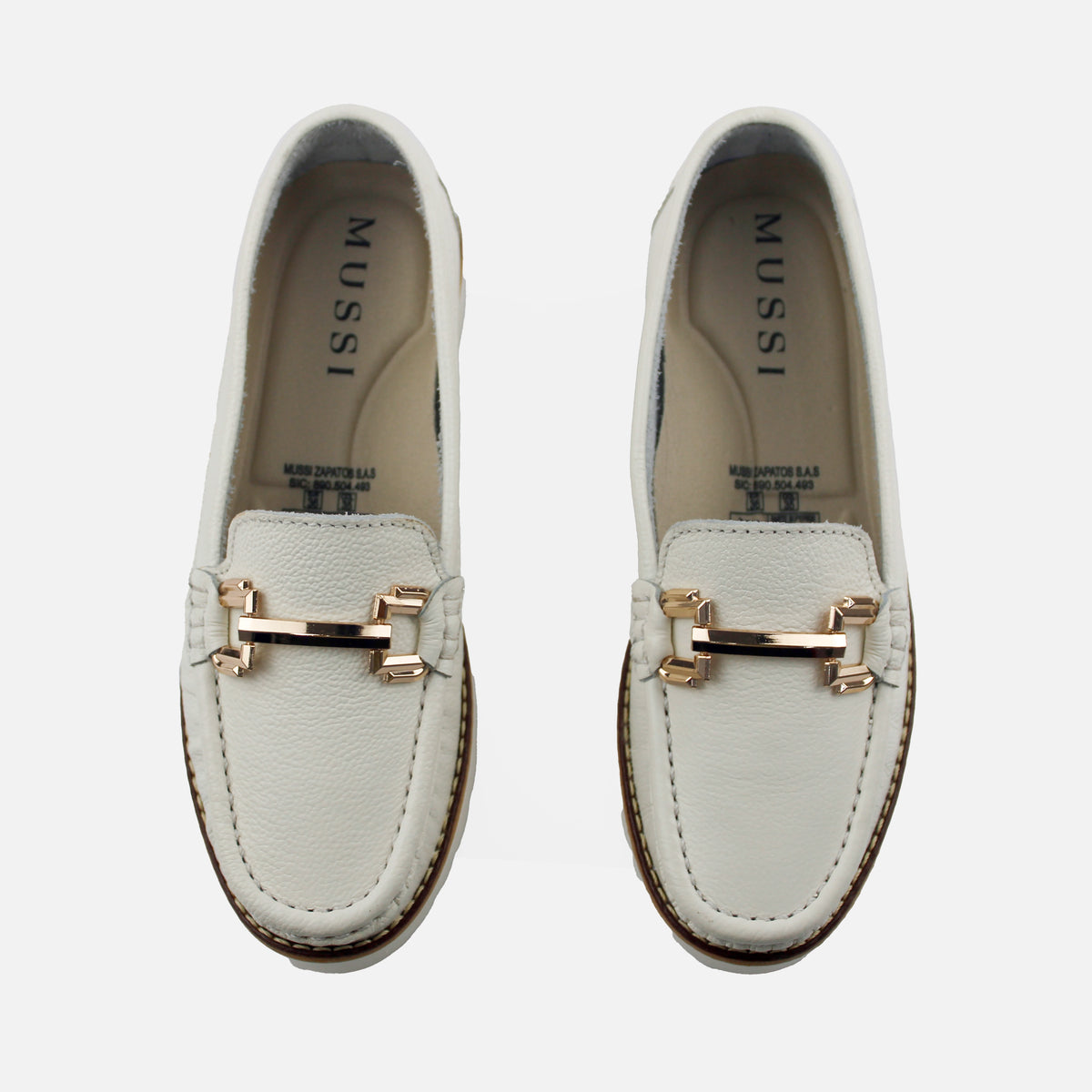 Mocasin plataforma ambarina de sintético para mujer - Hueso