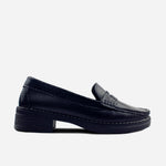 Mocasin tractorado lia de cuero para mujer - Negro