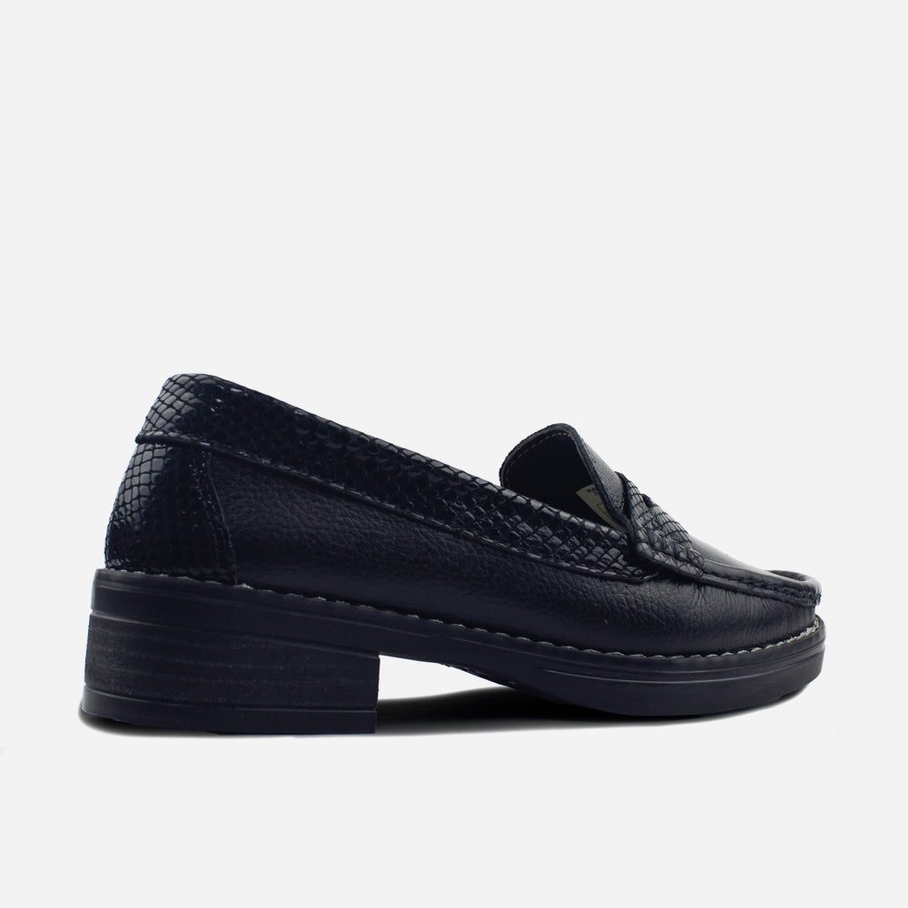 Mocasin tractorado lia de cuero para mujer - Negro