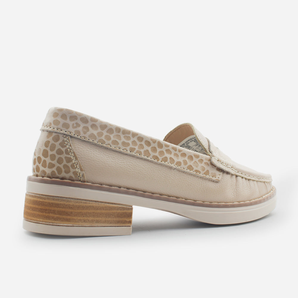Mocasin tractorado lia de cuero para mujer - Taupe