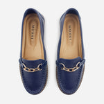 Mocasin plataforma camilla de cuero para mujer - Azul