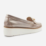 Mocasin plataforma camilla de cuero para mujer - Bronce