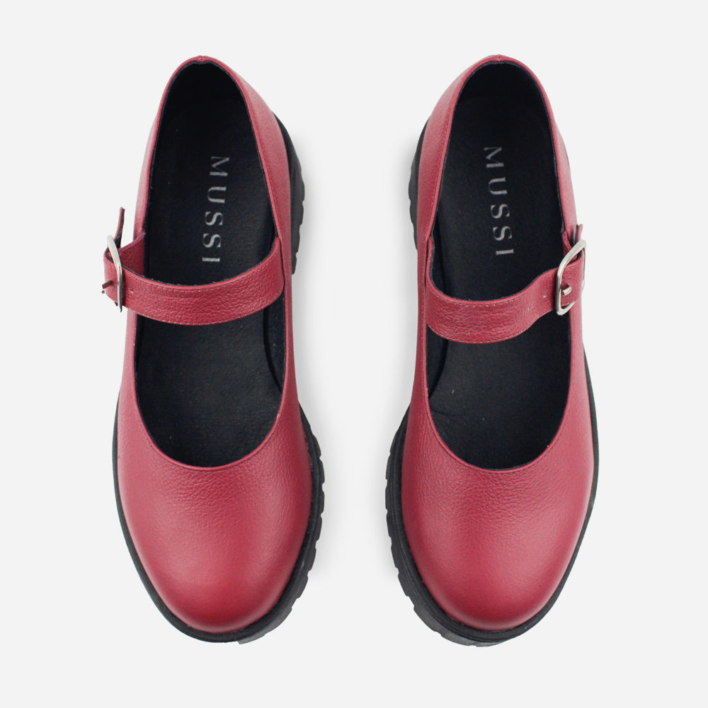 Mocasin tractorado camil de cuero para mujer - Vino