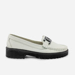 Mocasin tractorado lia de cuero para mujer - Blanco