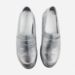 Mocasin plano cecilia de cuero para mujer - Plata
