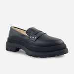 Mocasin tractorado mari de sintético para mujer - Negro