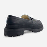 Mocasin tractorado mari de sintético para mujer - Negro