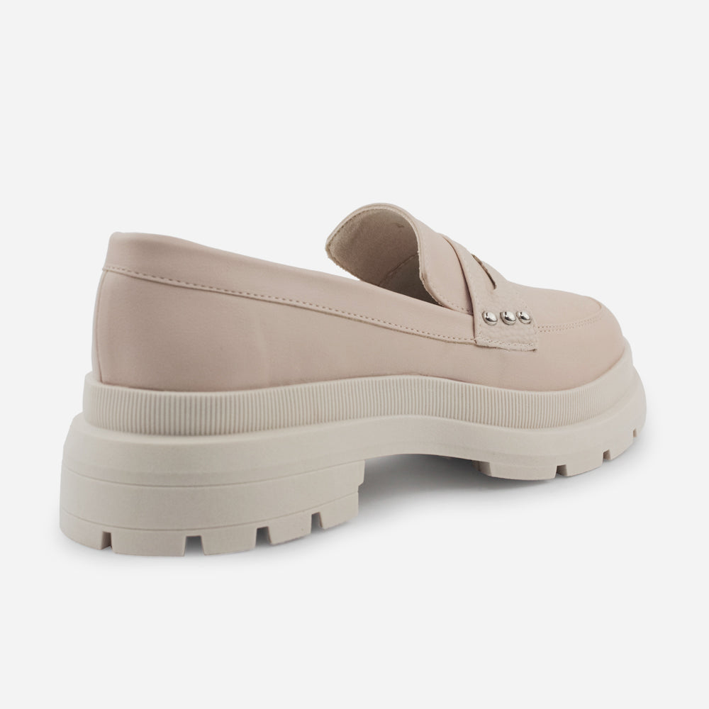 Mocasin tractorado mari de sintético para mujer - Nude
