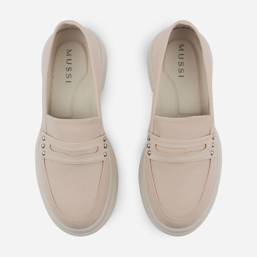 Mocasin tractorado mari de sintético para mujer - Nude