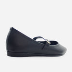 Baleta plana lilith de cuero para mujer - Negro