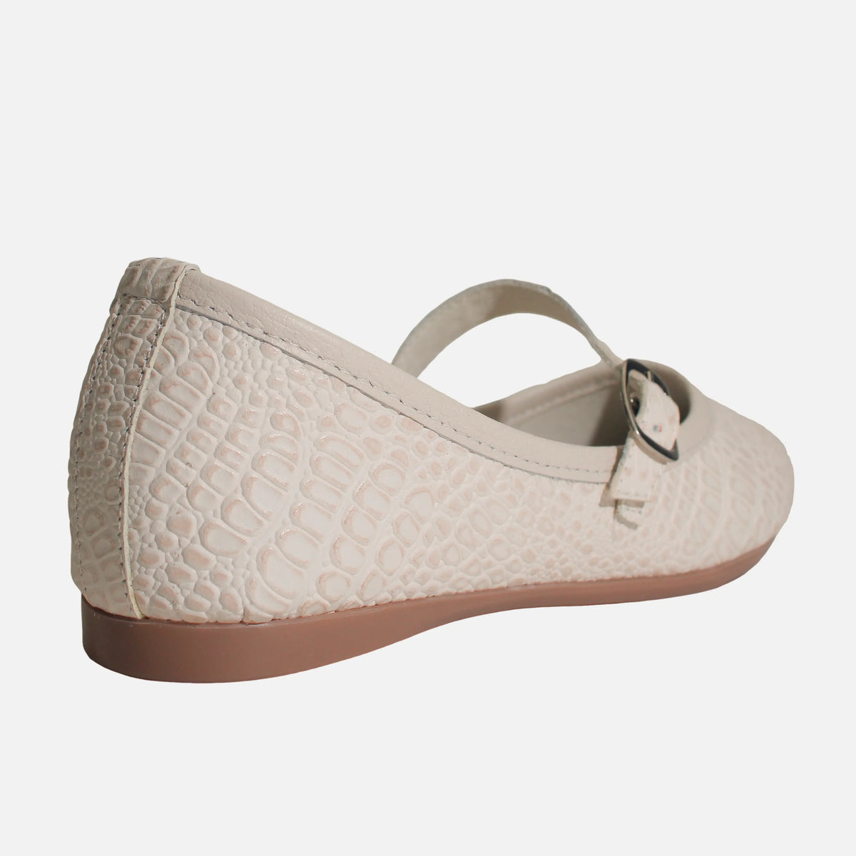 Baleta plana lilith de cuero para mujer - Hueso