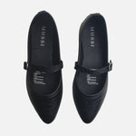 Baleta plana lilith de cuero para mujer - Negro