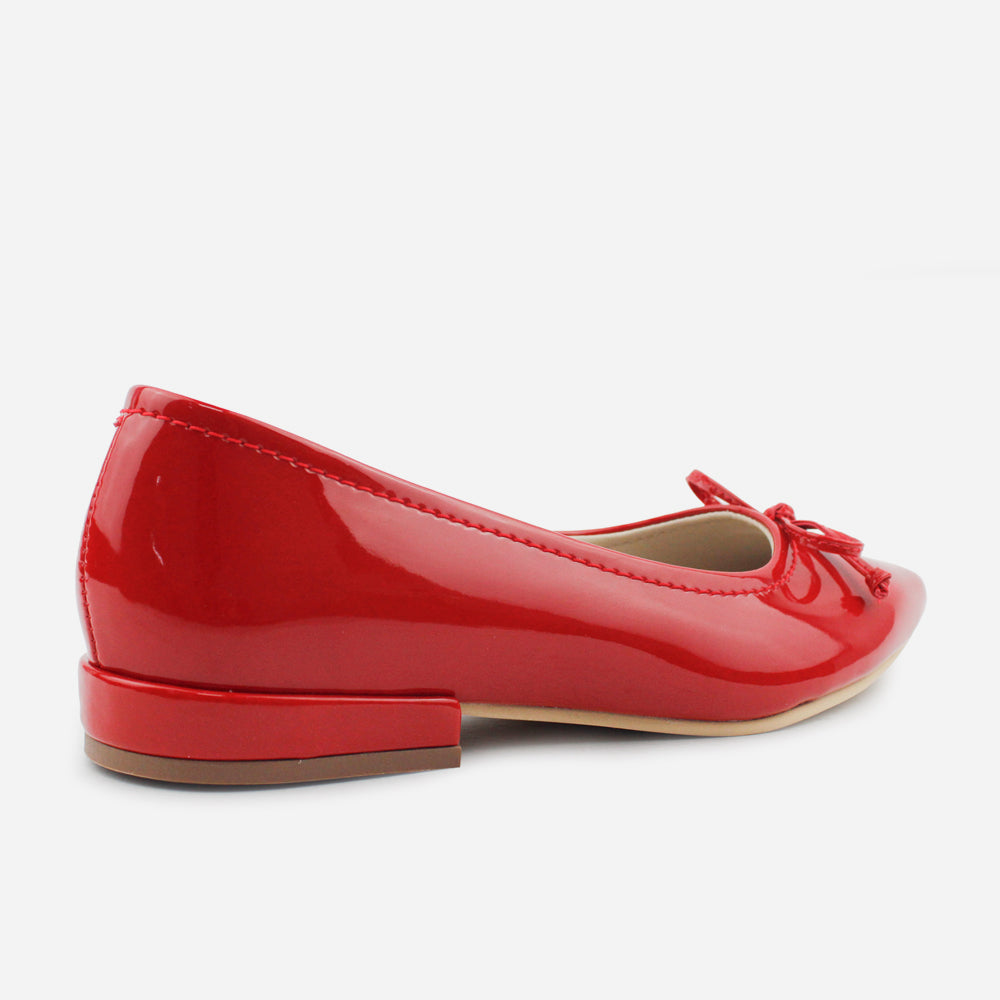 Baleta plana amara de sintético para mujer - Rojo