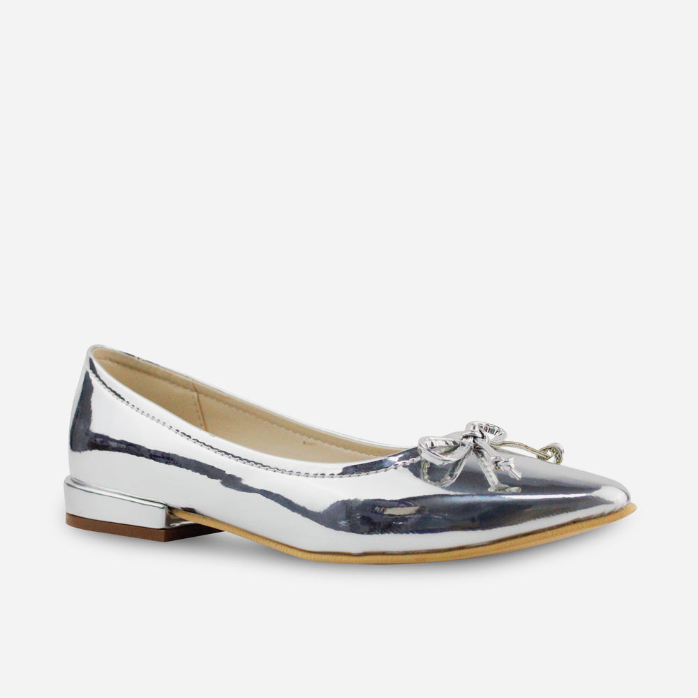 Baleta plana amara de sintético para mujer - Plata